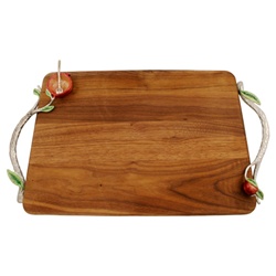 Wooden Tray w/Pomegranate Handles by Quest