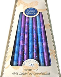 Deluxe Blue and Mauves Safed Chanukah Candles