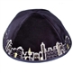 Navy Velvet Embroidered Jerusalem Kippah