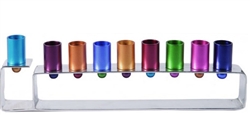 Colorful Anodized Aluminum Frame Menorah by Emanuel