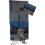 Gabrieli Grey with Blues Silk Tallit Set