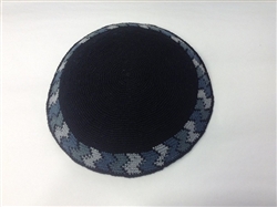 Black Hand Knit Kippah with Zig-Zag Design