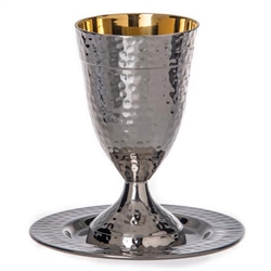 Hammered Kiddush Cup and Plate