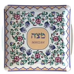 Ceramic Floral Matzah Plate