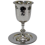 Hammered Nickel Kiddush Cup with Tray