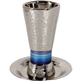 Hammered Kiddush Goblet and Plate - Blues by Emanuel