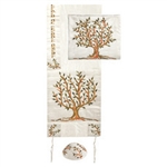 Yair Emanuel Embroidered Silk Tallit - Tree of Life