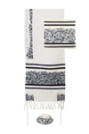 Embroidered Jerusalem Tallit - Black