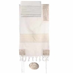 Embroidered Cotton Tallit - Jerusalem Silver