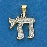 Chai Pendant with Diamonds