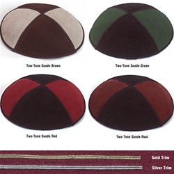 Bulk 2-Tone Suede Kippot - No Imprinting