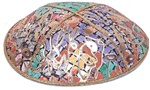 Bulk Leather Foil Embossed Kippot (FL112)