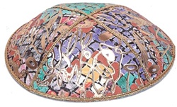 Bulk Leather Foil Embossed Kippot (FL112)