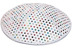 Bulk Leather Foil Embossed Kippot (FL113) - No Imprinting