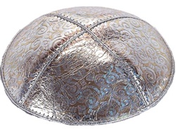 Bulk Leather Foil Embossed Kippot (FL116) - With Custom Imprinting