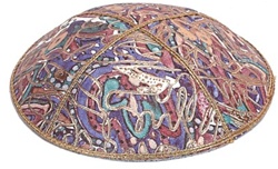 Bulk Leather Foil Embossed Kippot (FL118) - With Custom Imprinting