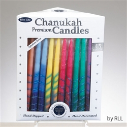 Hand Decorated Rainbow Chanukah Candles