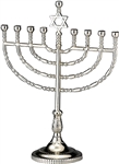 Traditional Silvertone Finish Menorah