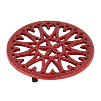 Minuteman 7â€³ Sunburst Cast Iron Red Trivet C-33R