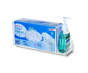 Acrylic Single Glove Box Holder with Hand Sanitizer Pocket