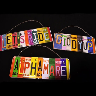 Hanging License Plate Signs