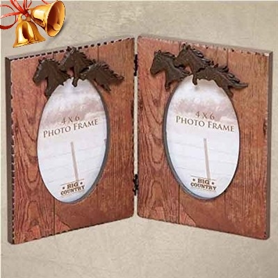 Hinged Running Horse Dual Picture Frames