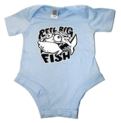 Blue Silly Fish onesie - size 6 mos. only