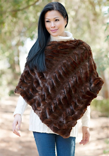 Fabulous Furs Mahogany Mink Couture Faux Fur Poncho