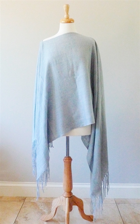 Yak Mountain Looms Pure Cashmere Handspun Woven Poncho with Fringe