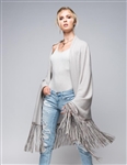 Aspen True 100% Cashmere Shawl with Long Genuine Leather Fringe