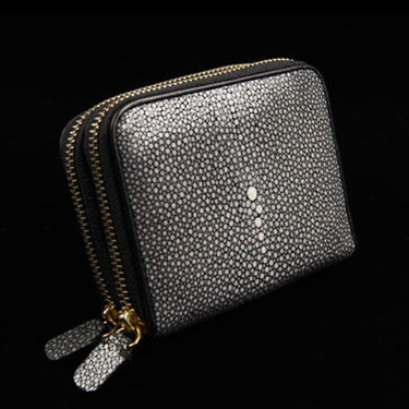 VIVO Studio Genuine Shagreen Double Zip Wallet