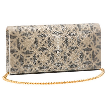 VIVO Geometric Print Genuine Shagreen Perfect Clutch