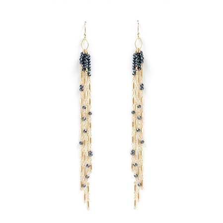 Rebecca Scott Tassel Earrings in Midnight Spinel