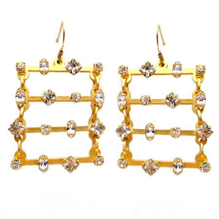 Barbara Cieslicki Jewelry Hematite Swinging Ladder Earring by Barbara Cieslicki