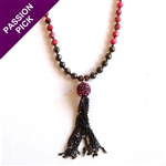 EXCLUSIVE - The Pink Happiness Necklace - Pyrite & Tassle By Alyce Ross Designs