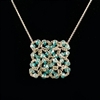 Danielle Welmond Woven Gold Flowers Square with Blue Zircon Necklace