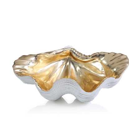 Zodax Gold and White Resin Shell Bowl