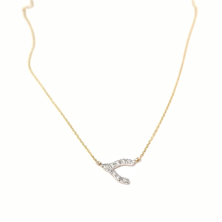 Alef Bet Jewelry by Paula Wishbone Diamond Necklace