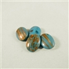 Oval Glass Cabochon - Turquoise with Gold - 13mm x 19mm diam. Qty. 4