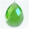 Glass Chandelier Crystal - 1 1/2" tall by 1" wide pear-shape with single front-to-back hole-drilling at top. Color - Peridot.