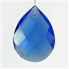 Glass Chandelier Crystal - 1 1/2" tall by 1" wide pear-shape with single front-to-back hole-drilling at top. Color - Sapphire.