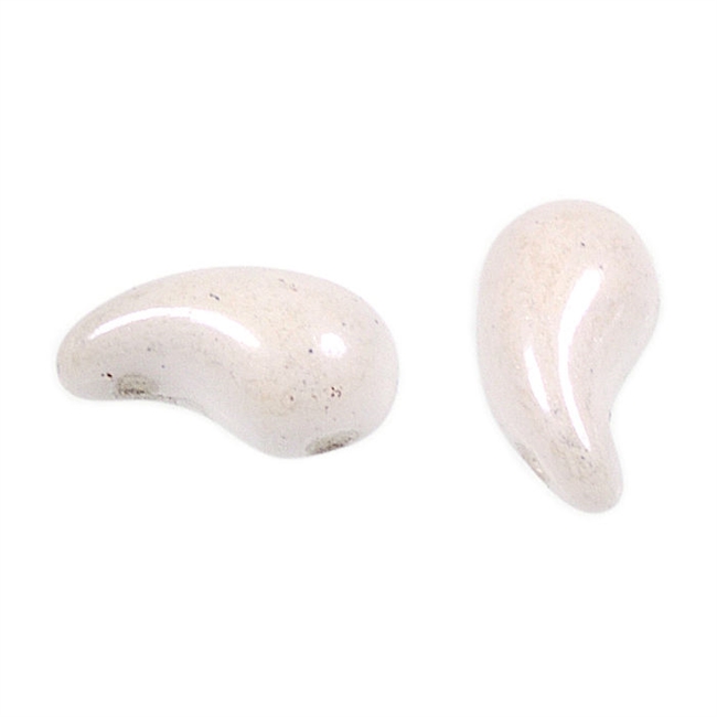 Zoliduos - 5x8mm 2-hole bead - RIGHT - 25 PER BAG - CHALK WHITE SHIMMER