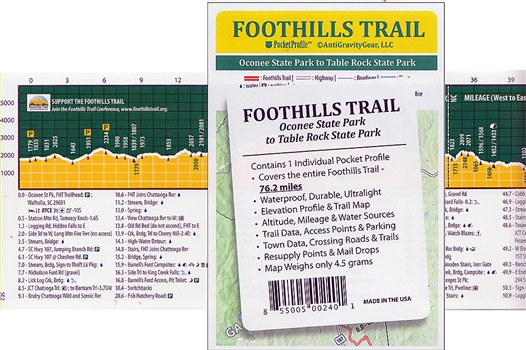 Foothills Trail Map and elevation profile