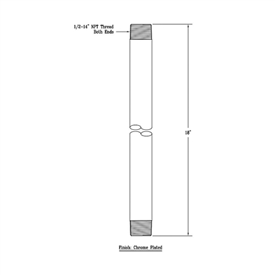 1/2"x18" Chrome Plated Riser Nipple