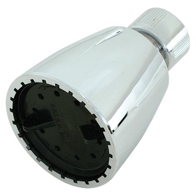 PVC Shower Head w/ Brass Ball Joint 2.5 GPM w/ Black 1-1/2" Face