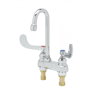 T&S B-0892 Medical Faucet 4" Deck Mount, Swivel/Rigid Goose-neck, 2.2 GPM Aerator, Wrist Blade Handles