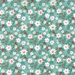 30432-13 Juniper Berry Teal Poinsettias