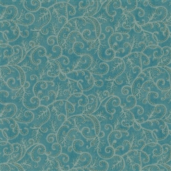 Holly Night Teal Metallic Swirls