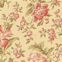 8614-L Crystal Farm  Coral Cream Floral