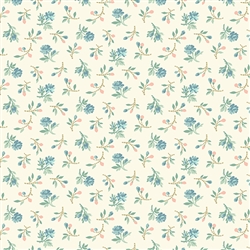 7778-TL Cream and Blue Tiny Roses